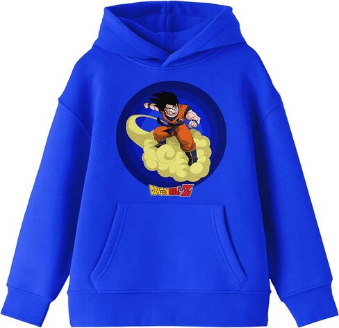 Bioworld Dragonball Z Goku Riding a Cloud with Circle Background and Title Logo Youth Royal Blue Graphic Hoodie in Saudi Arabia