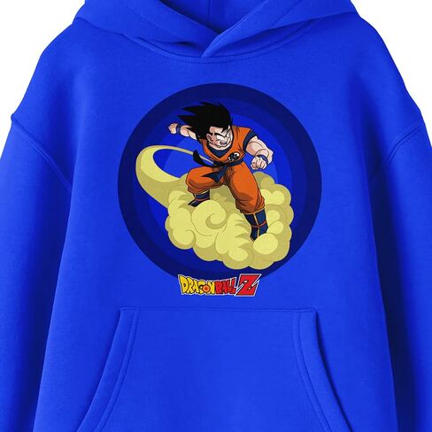 Bioworld Dragonball Z Goku Riding a Cloud with Circle Background and Title Logo Youth Royal Blue Graphic Hoodie in Saudi Arabia