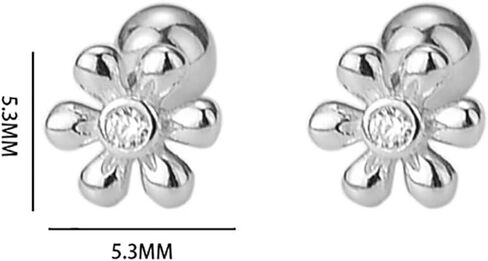 Small Daisy Stud Earrings for Women S925 Sterling Silver CZ Flower Cartilage Studs Earrings Cute Floral Conch Helix Tragus Piercing Jewelry Screw Back Earrings in Saudi Arabia