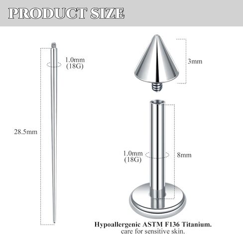 Xpircn ASTM F136 التيتانيوم أقراط مسطحة الظهر مسمار داخليا مترابطة Labret مونرو الشفاه الأنف ترصيع الزنمة الحلزون محارة الغضروف ثقب المجوهرات للنساء in Kuwait