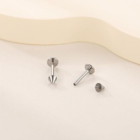 Xpircn ASTM F136 التيتانيوم أقراط مسطحة الظهر مسمار داخليا مترابطة Labret مونرو الشفاه الأنف ترصيع الزنمة الحلزون محارة الغضروف ثقب المجوهرات للنساء in Kuwait
