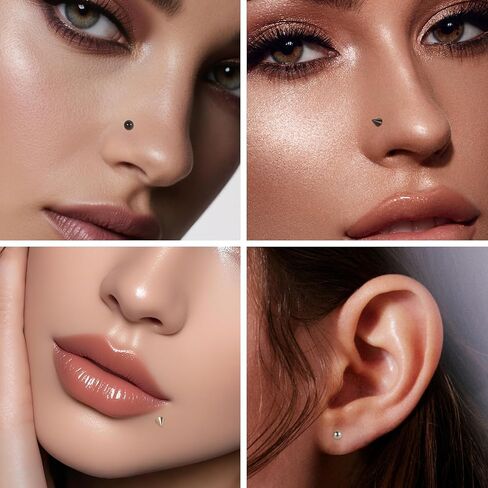 Xpircn ASTM F136 التيتانيوم أقراط مسطحة الظهر مسمار داخليا مترابطة Labret مونرو الشفاه الأنف ترصيع الزنمة الحلزون محارة الغضروف ثقب المجوهرات للنساء in Kuwait