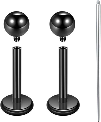 Xpircn ASTM F136 التيتانيوم أقراط مسطحة الظهر مسمار داخليا مترابطة Labret مونرو الشفاه الأنف ترصيع الزنمة الحلزون محارة الغضروف ثقب المجوهرات للنساء in Kuwait