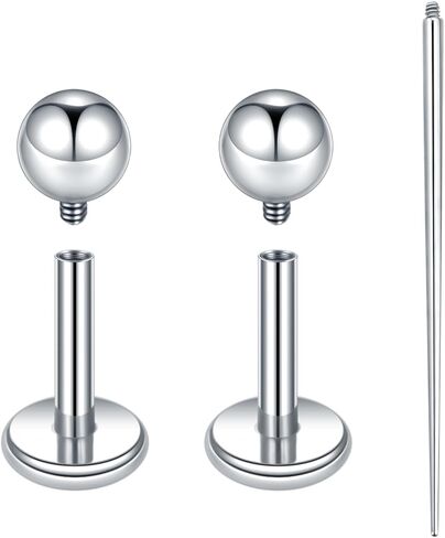 Xpircn ASTM F136 التيتانيوم أقراط مسطحة الظهر مسمار داخليا مترابطة Labret مونرو الشفاه الأنف ترصيع الزنمة الحلزون محارة الغضروف ثقب المجوهرات للنساء in Kuwait
