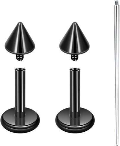 Xpircn ASTM F136 التيتانيوم أقراط مسطحة الظهر مسمار داخليا مترابطة Labret مونرو الشفاه الأنف ترصيع الزنمة الحلزون محارة الغضروف ثقب المجوهرات للنساء in Kuwait