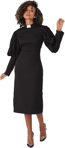 Tally Taylor Women’s Plus Size Clergy Dress – Puff Sleeves & Classic Collar – Modest Church Attire – Regular - 4813W in Saudi Arabia