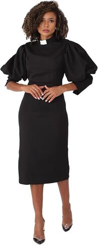 Tally Taylor Women’s Plus Size Clergy Dress – Puff Sleeves & Classic Collar – Modest Church Attire – Regular - 4813W in Saudi Arabia