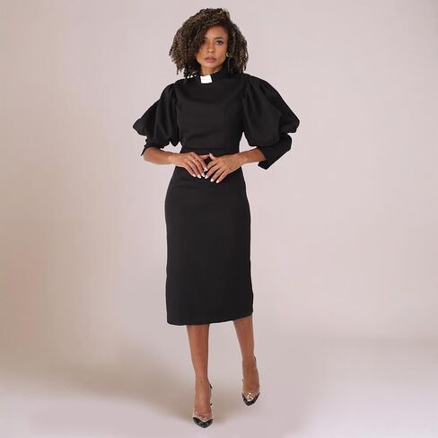Tally Taylor Women’s Plus Size Clergy Dress – Puff Sleeves & Classic Collar – Modest Church Attire – Regular - 4813W in Saudi Arabia