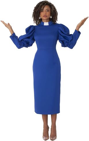 Tally Taylor Women’s Plus Size Clergy Dress – Puff Sleeves & Classic Collar – Modest Church Attire – Regular - 4813W in Saudi Arabia