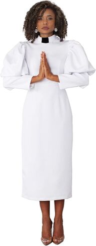 Tally Taylor Women’s Plus Size Clergy Dress – Puff Sleeves & Classic Collar – Modest Church Attire – Regular - 4813W in Saudi Arabia