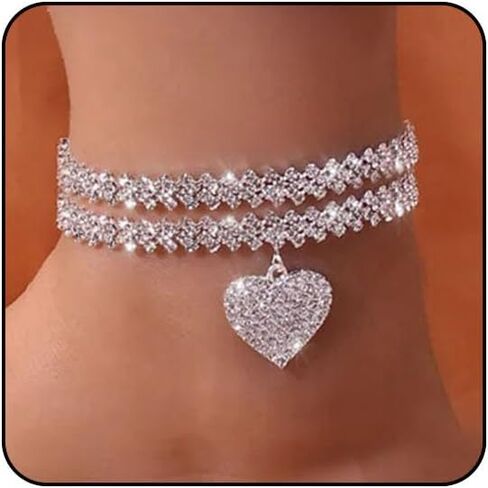 Sora Tuki Ankle Bracelets for Women Waterproof Butterfly Heart Cross Anklets for Women Tennis Rhinestone Anklet Bracelet Large Plus Size Anklets Big Ankle Beach Summer Foot Jewelry in Saudi Arabia