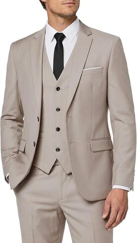MY'S Men's 3 Piece Slim Fit Suit Set, Two Button Blazer Jacket Vest Pants with Tie, Solid Wedding Dress Tux and Trousers in Kuwait