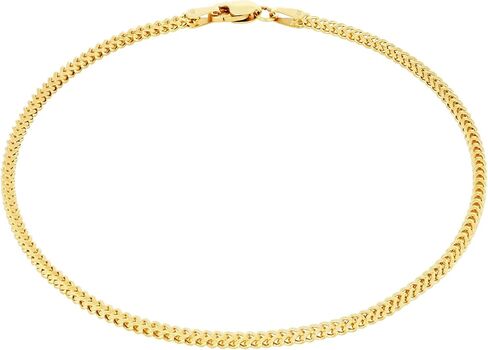 Nuragold 10k Real Yellow Gold Franco Square 1.5mm Box Chain Wheat Chain Bracelet or Anklet (7"-9") Dainty Italian Jewelry for Men & Women in Saudi Arabia