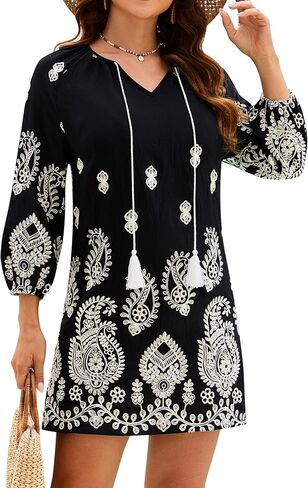 Blooming Jelly Women Swimsuit Coverup Beach Bathing Suit Cover Up Embroidery Paisley Dress Boho Vacation Outfits in Saudi Arabia