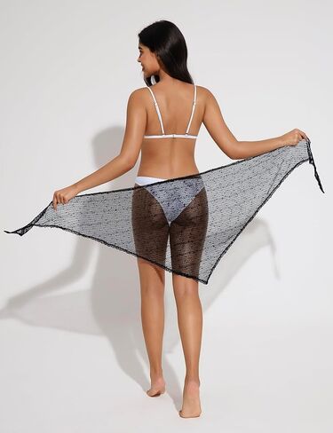 Women's Cover Up Skirt Sheer Swimsuit Coverups Mesh Bathing Suit Wrap Skirt Beach Sarong with Sequin in Saudi Arabia