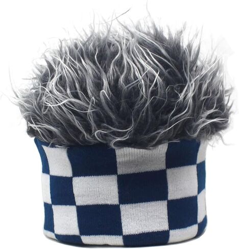 YEKEYI Halloween Funny Beanie Hat Headband with Spiked Hair Novelty Hip Hop Fake Hair Funny Hat Wig Skull Hat in Saudi Arabia
