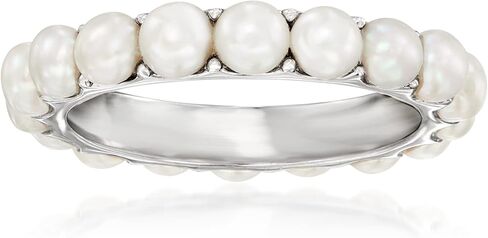 Ross-Simons 3.5mm Cultured Pearl Eternity Band in Sterling Silver. Size 7 in Saudi Arabia