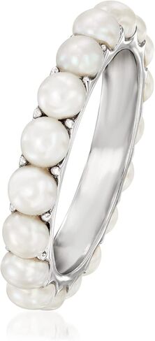 Ross-Simons 3.5mm Cultured Pearl Eternity Band in Sterling Silver. Size 7 in Saudi Arabia