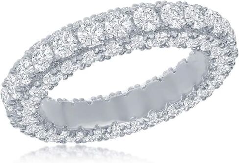 Beaux Bijoux Sterling Silver Eternity Ring CZ Simulated Diamonds Gold or Rhodium Plated Stackable Eternity Bands for Women in Saudi Arabia