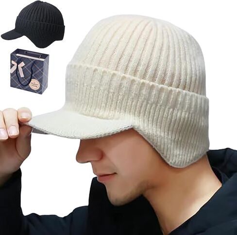 Winter Hat with Ear Flaps, Beanie with Brim, 3 in 1 Beanie Hat, Elastic Warm Ear Protection Knitted Hat in Saudi Arabia