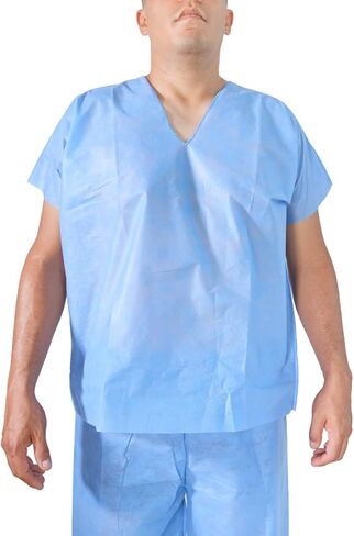 20 Pcs Disposable Scrub Set – 10 Pants + 10 Shirts | Medical Uniform | For Hospital, Clinic & Lab | Unisex One-Size, Adult in Saudi Arabia