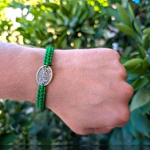 St Michael Archangel Bracelet/Guardian Angel Medal/Adjustable Green Christian Bracelet in Saudi Arabia