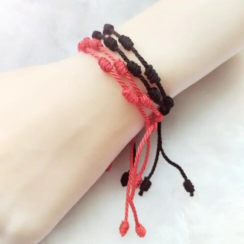 4PCS Adjustable Lucky Knot Friendship Bracelets Set, Red String Bracelets for Couples, Family, and Friends, Unisex Red String Knot, Red, 4PCS in Saudi Arabia