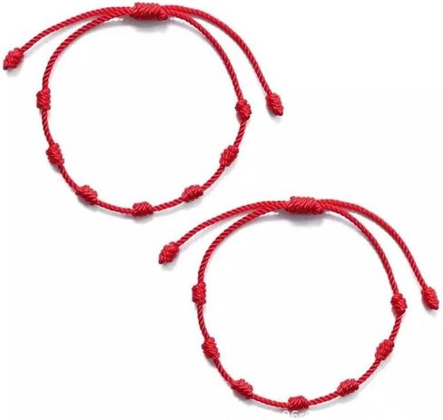 4PCS Adjustable Lucky Knot Friendship Bracelets Set, Red String Bracelets for Couples, Family, and Friends, Unisex Red String Knot, Red, 4PCS in Saudi Arabia