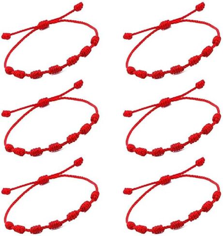 4PCS Adjustable Lucky Knot Friendship Bracelets Set, Red String Bracelets for Couples, Family, and Friends, Unisex Red String Knot, Red, 4PCS in Saudi Arabia