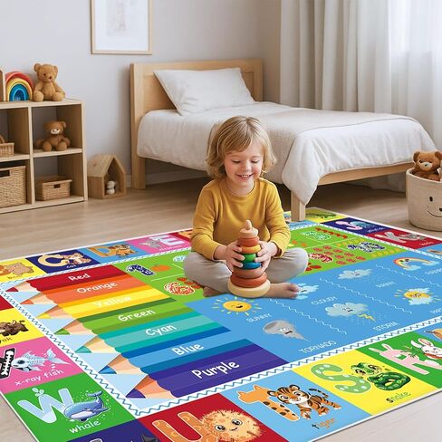 Baby Play Mat, Playroom Rug for Kids, Non Slip Washable Toddler Floor Mat, Car Rug for Kids Toy Cars, City Road Carpet for Playroom Bedroom Boys, Car Track Map Playmat - 5x7ft in Saudi Arabia