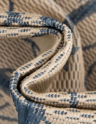 Rugs.com سجادة مجموعة نباتات خارجية - سجادة مسطحة باللونين البيج والأزرق مقاس 6 × 9 بوصة مثالية لغرف النوم وغرف الطعام وغرف المعيشة in Saudi Arabia