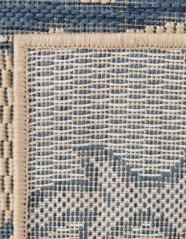 Rugs.com سجادة مجموعة نباتات خارجية - سجادة مسطحة باللونين البيج والأزرق مقاس 6 × 9 بوصة مثالية لغرف النوم وغرف الطعام وغرف المعيشة in Saudi Arabia