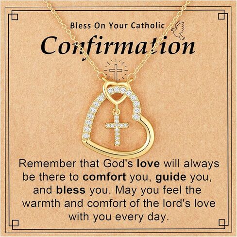 قلادة متقاطعة للبنات ابنة حفيدة ، أول شركة تأكيد للتواصل عيد الفصح الهدايا الكاثوليكية المسيحية 16 + 3 بوصات in Kuwait
