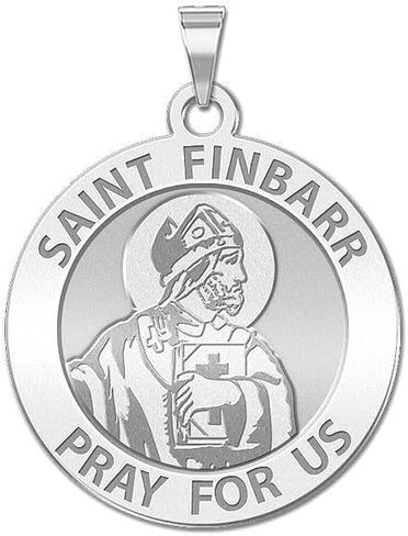 PicturesOnGold.com ميدالية دينية مستديرة من Saint Finbarr - فضة إسترلينية، ذهب عيار 10 أو 14 قيراط in Saudi Arabia