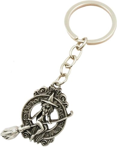 MOLOGO Witch Riding Broomstick Keychain Backpack Car Key Pendant Halloween Party Gift in Saudi Arabia