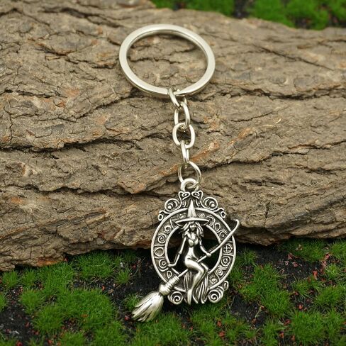 MOLOGO Witch Riding Broomstick Keychain Backpack Car Key Pendant Halloween Party Gift in Saudi Arabia
