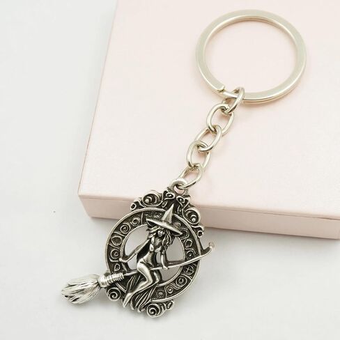 MOLOGO Witch Riding Broomstick Keychain Backpack Car Key Pendant Halloween Party Gift in Saudi Arabia