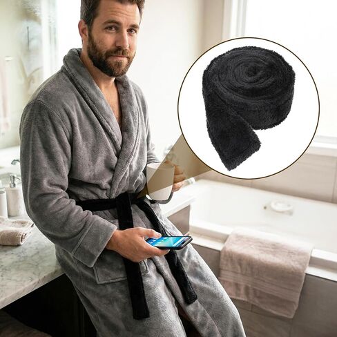 Robe Belt Replacement, 63 in x 1.7 in Black Bath Robe Tie, Unisex Soft Pajamas Belt, Bathrobe Waist Tie for Women, Men, Hotel, Home in Saudi Arabia