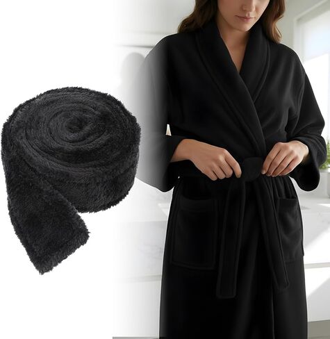 Robe Belt Replacement, 63 in x 1.7 in Black Bath Robe Tie, Unisex Soft Pajamas Belt, Bathrobe Waist Tie for Women, Men, Hotel, Home in Saudi Arabia