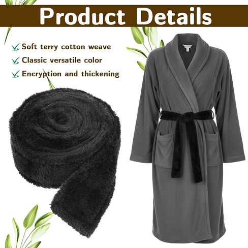 Robe Belt Replacement, 63 in x 1.7 in Black Bath Robe Tie, Unisex Soft Pajamas Belt, Bathrobe Waist Tie for Women, Men, Hotel, Home in Saudi Arabia