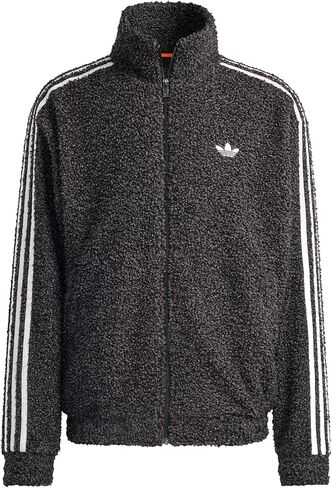 سترة adidas ORIGINALS للرجال BOUCLE FIREBIRD بسحاب كامل، أسود/رمادي ستراتا، 2XL in Kuwait