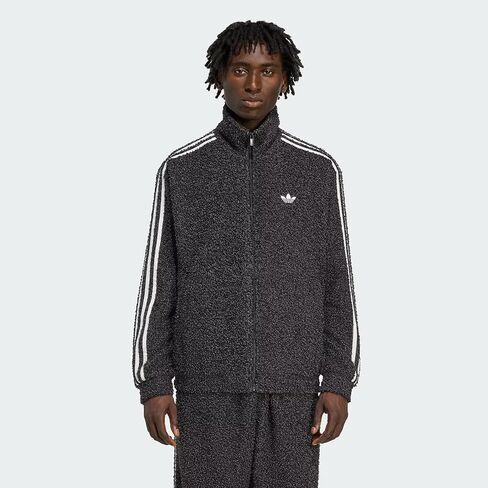 سترة adidas ORIGINALS للرجال BOUCLE FIREBIRD بسحاب كامل، أسود/رمادي ستراتا، 2XL in Kuwait