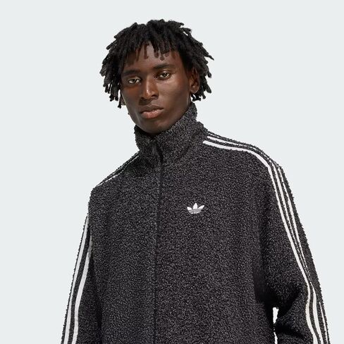 سترة adidas ORIGINALS للرجال BOUCLE FIREBIRD بسحاب كامل، أسود/رمادي ستراتا، 2XL in Kuwait