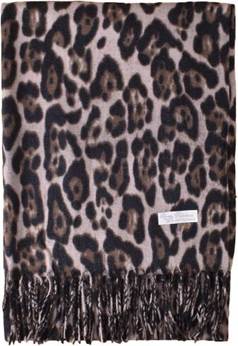 وشاح شتوي نسائي، الفهد الفهد الكشمير هامش يشعر الأوشحة الدافئة للنساء، شالات الباشمينا والأغطية in Kuwait