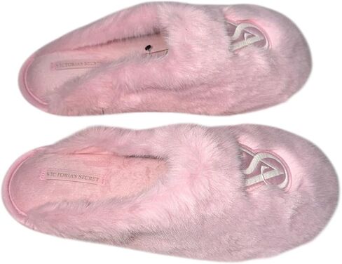 Victoria's Secret Luxe Plush Faux Fur Closed Toe Slippers Pink Soft Cozy House Shoes New in Saudi Arabia