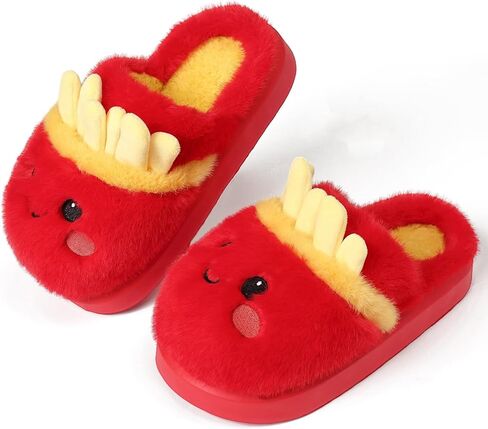 Hamburger Slippers Plush Fuzzy Slip on Indoor Thermal Slippers Comfy Memory Foam Non-slip House Shoes in Saudi Arabia