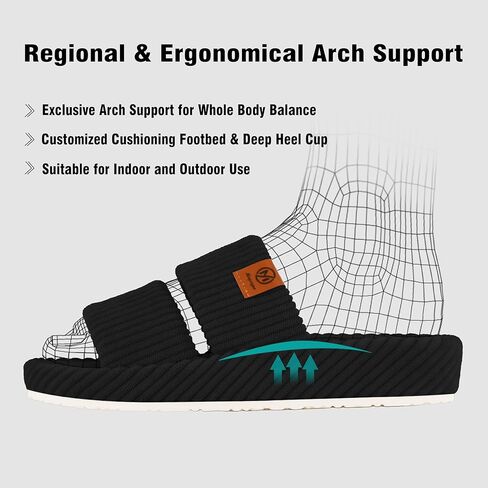 Arch Support Slippers for Women with Memory Foam Orthopedic Slippers for Plantar Fasciitis Orthotic Open Toe House Shoes Indoor Outdoor Rubber Sole in Saudi Arabia