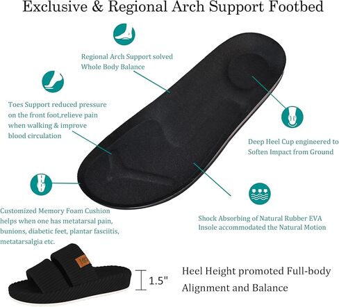 Arch Support Slippers for Women with Memory Foam Orthopedic Slippers for Plantar Fasciitis Orthotic Open Toe House Shoes Indoor Outdoor Rubber Sole in Saudi Arabia