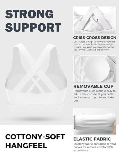 Sports Bras for Women High Support Large Bust, Outdoors High Impact Yoga Wireless Padded Bras for Sagging Breasts Padded Low Back Athletic Sleep Workout Strappy Racerback Sports Bra Black and White M in Saudi Arabia