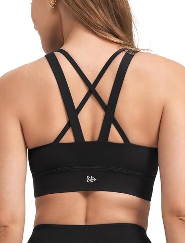 Yvette Criss Cross Back Padded Strappy U NeckYoga Sports Bras with Removable Cups Light Support Wireless Bra Cropped Tank Top in Saudi Arabia